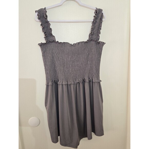 DEEPSELF Smocked Romper Ruffle Strap Sleeveless Casual Jumpsuit XL - Picture 2 of 3